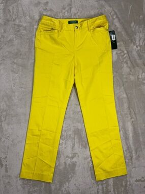NWT Lauren Ralph Lauren Petite 8P Bright Yellow Stretch Pants